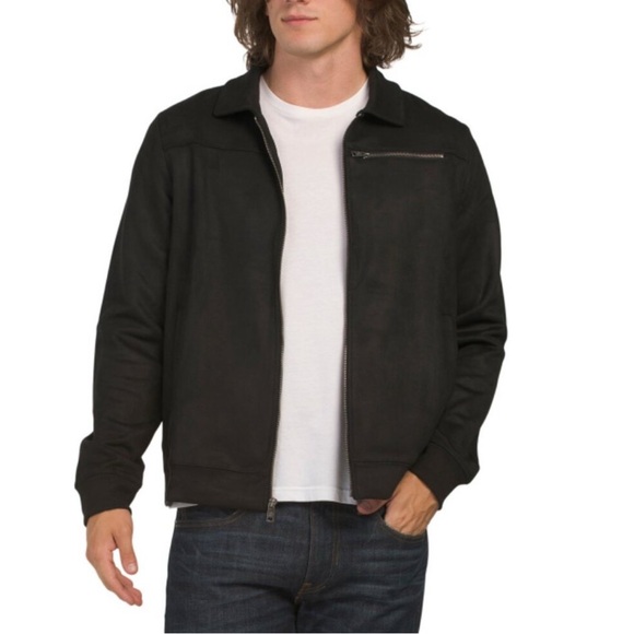 Ben Sherman Classic Black Faux Suede Leather Bomber Trucker Jacket